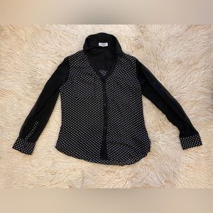 Express black and white portifino blouse button down size xs